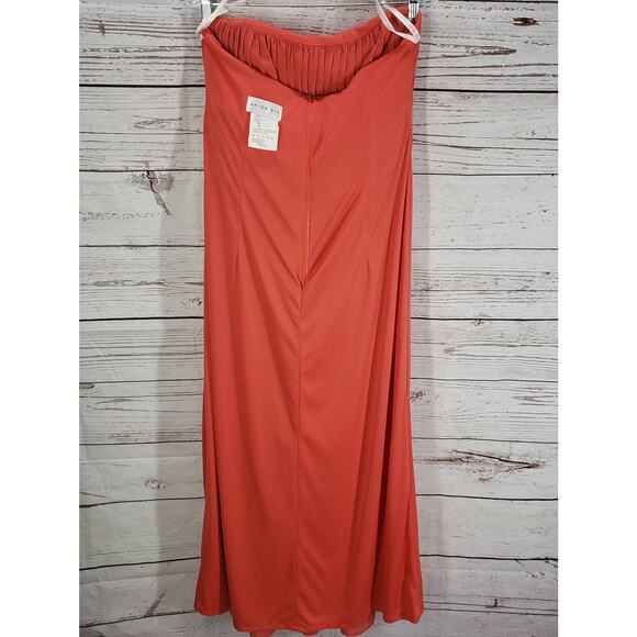 After Six Orange Strapless Tube Top Chiffon Formal Evening Dress Size 14 - Picture 10 of 11